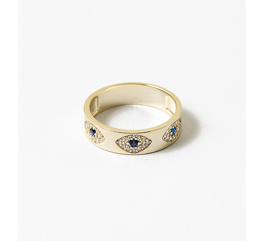 Gold Evil eye band Ring